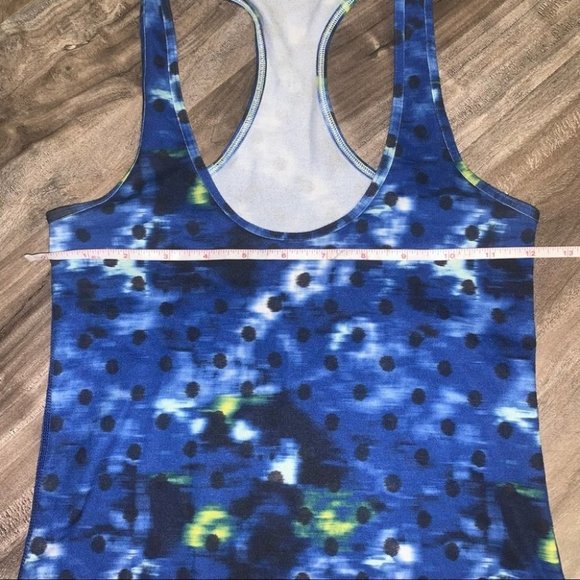 Lululemon Cool Racerback Tank Top Sapphire Blue White Black Polka Dot Size 2 - Picture 5 of 9